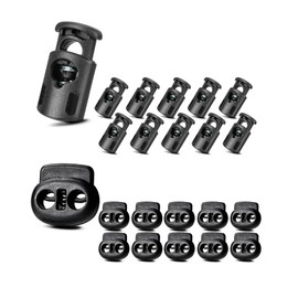 TTeebmi 20PCS Cord Locks for Drawstrings – 10 Single Hole and 10 Double Hole Spring Cord Stoppers – Plastic Toggle Clips for Bags, Shoes, DIY Crafts, Hoodies, Pants, Tent Ropes