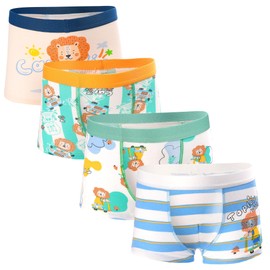 GRPSKCOS Boys Underwear, Toddler Kids Boxer Briefs 4 Pack Soft Cotton Dinosaur Boys Underwear(03 Lion, 2-4T)