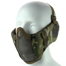MILQUEST Airsoft Mask Face Mask with Ear Protection Mesh Face Cover Face Guard Ear Protection (Camo)