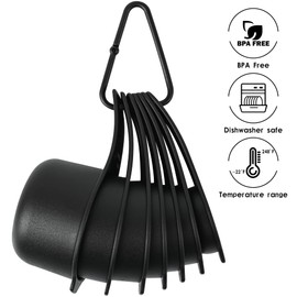 Viwehots Measuring Cups and Spoons Set, Plastic Measuring Cup Set, Measuring Spoons and Cups Set 15, Dry Measuring Cups Plastic Measuring Cups and Spoons Set, 3/4 Measuring Cup, Black Measuring Cups