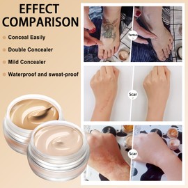 Tattoo Cover up Makeup - Contains Makeup Remover - Waterproof Body Concealer for Tattoo Cover Up - Full Coverage Cream for Bruises and Tattoos, Men and Women