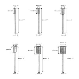 uxcell Diamond Grinding Burrs Drill Bit 1/8 Inch Shank 3/4/5/6/8/10mm Dia Cylindrical Diamond Mounted Points Bit for Carving Polishing Jade Jewelry Amber Stone Beeswax Glass 1 Set