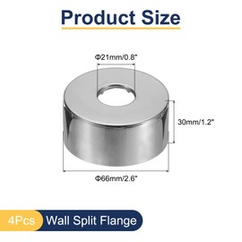 sourcing map 4pcs Shower Arm Flange 66mm/2.6" OD Escutcheon Plate Stainless Steel Round Plumbing Cover Plates for 21mm/0.8" Dia Water Pipe Faucet Decoration Accessories, Silver Tone
