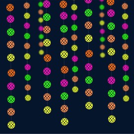 Neon Party Decorations Accessories, 4 PCS Neon Paper Garlands UV Glow Party Banners, Black Light Party Streamers, Neon Birthday 70s 80s Disco Glow In The Dark Party Decorations