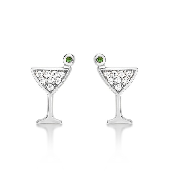 Diamond Treats 925 Sterling Silver Cocktail Glass Earrings for Women