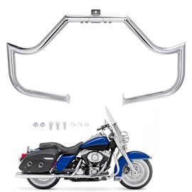 FIASRAC Highway Bar for Harley Davidson Crash Bar Compatible with Touring Road King Street Glide Electra Glide CVO and Trike Mustache Bar 1997-2008 (Chrome)