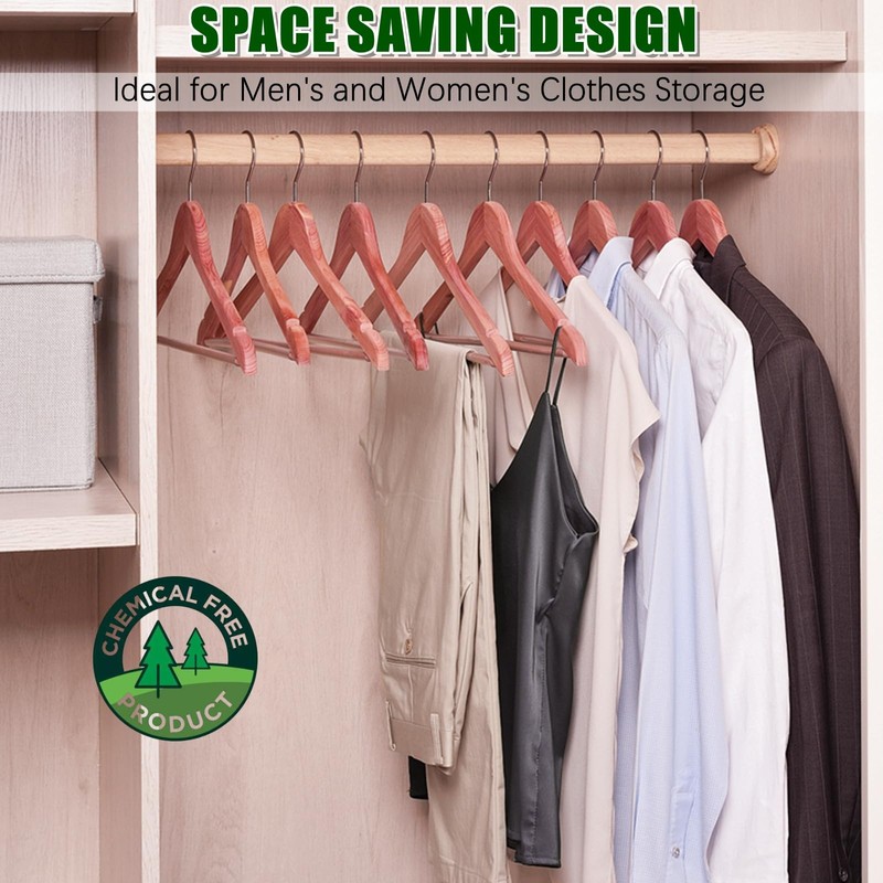 Amber Home 30 Pack American Red Cedar Hangers, Smooth Finish