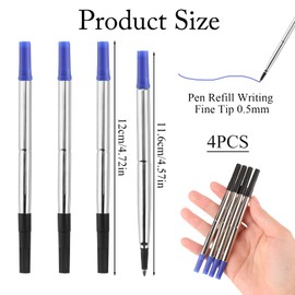 4Pcs Blue Rollerball Pen Refills 0.7mm Medium Tip Compatible with Parker Rollerball Pens Smooth Writing Quick Drying Ideal for Office, School Supplies, Personal Writing, Drawing, Back to School Gifts