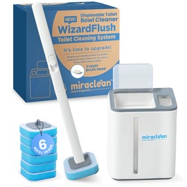 WizardFlush Toilet Brush - Disposable Toilet Bowl-Cleaner for Bathroom - Scrub Brush for Toilet - Space Saving for Storage - Deep Cleaning Wand - Easy to Assemble