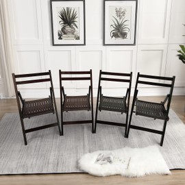 HomVent Set of 4 Slatted Wood Folding Chair, Fully Assembled Folding Chair Set Folding Event Chairs Wedding Chair Wooden Slatted Seat for Dining Room Kitchen Wedding Occasion Events (Cherry Wood)