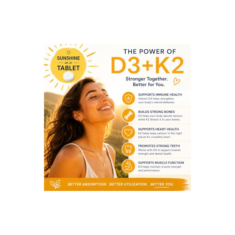 Vitamin D3 4000 IU + K2 MK7 100µg, 60 Vegetarian