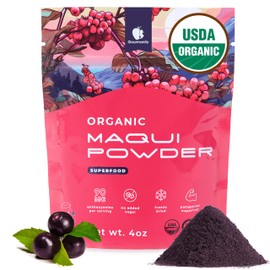 Gourmanity Organic Maqui Powder, 4 oz, Freeze-Dried, Powdered Maqui Berries from Chile, Rich in Antioxidants and Nutrients, USDA Organic, Kosher, Halal