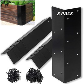 ZSHIGANMA 8 Pcs Raised Garden Bed Corner Brackets for 12''-24'' Flower Vegetable Furniture Planter Wood Garden Bed Box, 11 x 3 x 3 Black Metal Corner Brackets Decorative with Screws