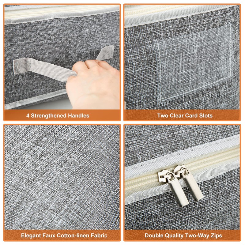 90L Under-Bed Storage Bags with Zips, Large Storage Organizer Boxes,