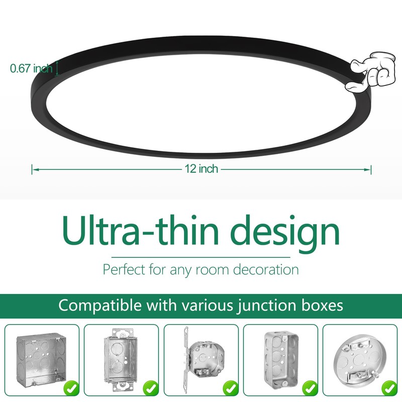 Brightever 12 Inch 6 Pack LED Ceiling Light Flush Mount,