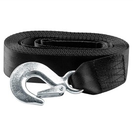 2 Inch by 20 Feet Trailer Winch Strap with Hook Heavy Duty Strap Replacement 10000 lbs Breaking Strength 3300 lbs Load Capacity for Boat,Jet Ski, Black, 1 Pack