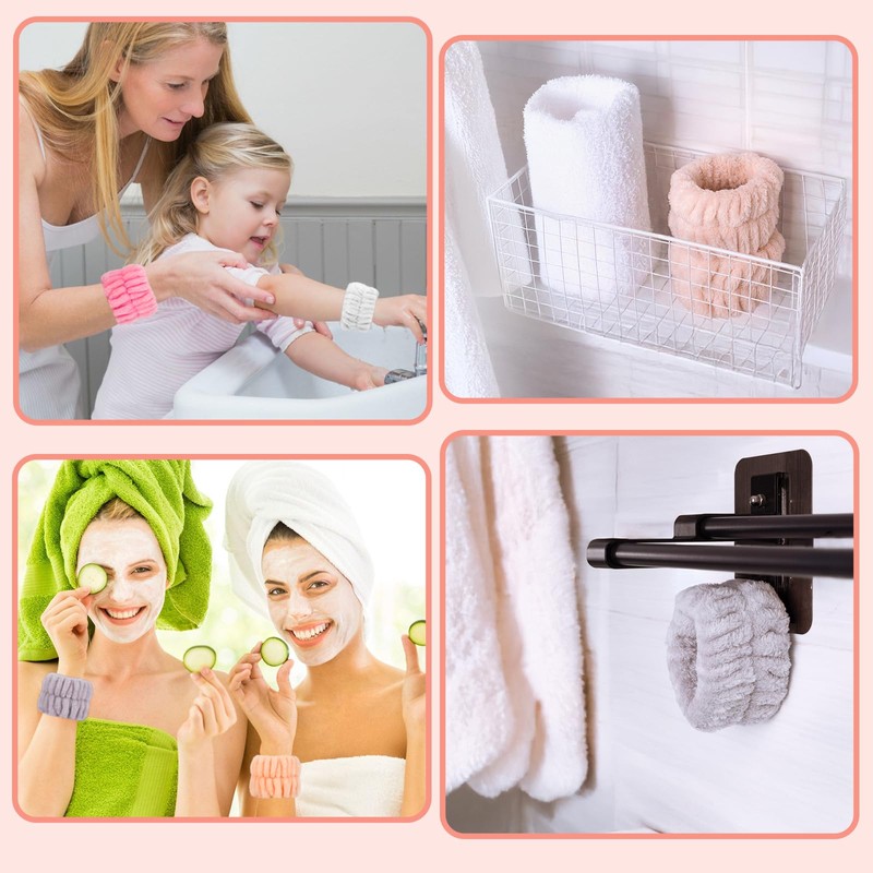 8 Pcs Spa Wrist Bands - Absorbent Microfiber Wristbands for