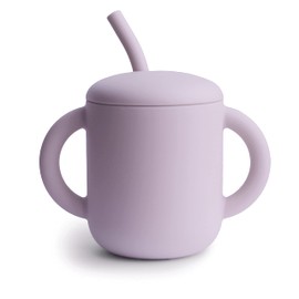 mushie 100% Silicone Training Cup & Straw for Toddlers | 6 Months+ (Soft Lilac)