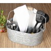 CLEENTABLE Galvanized Farmhouse Utensil Caddy – 4-Compartment Tin Organizer for