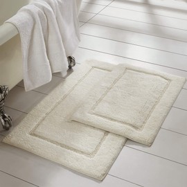 Amrapur Overseas 2-Pack Solid Loop with Non-Slip Backing Bath Mat Set (17 24-inch/21-inch by 34-inch), Ivory