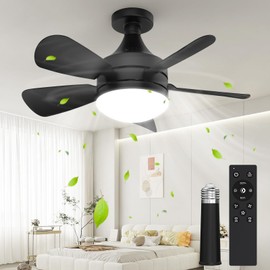 JSXing Ventiladores de Techo,Ventilador de Enchufe con Bombilla LED Regulable, 3 Colores 3000k-6500k, 2000LM, Ventilador de Techo para Dormitorio Salón Cocina Garaje Interior