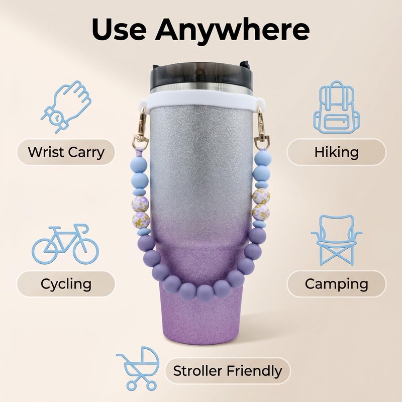 Sport Water Bottle Handle Sling Carriers Tumbler Strap (Purple)