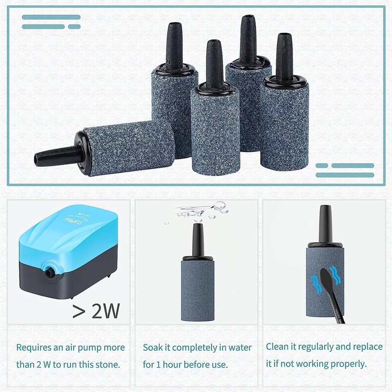 Pawfly Aquarium 1 Inch Air Stone Cylinder Grey Bubble Diffuser
