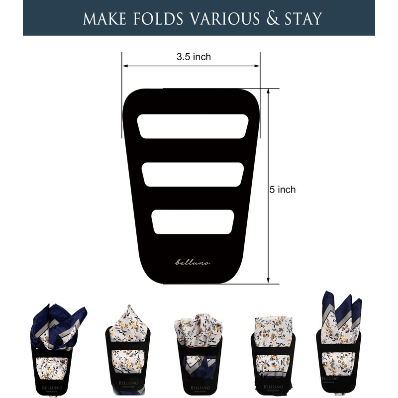 Pocket Square Holder, Keeps Handkerchiefs in Place and Shaped, Suit