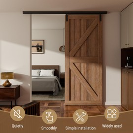 FLYVLIEG 5FT Ceiling Mount Box Rail Barn Door Hardware Heavy Duty Sliding Barn Door Track Kit for Single Door, Aluminum Alloy, Easy Install (No Door)