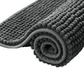subrtex Chenille Bath Mat, Non-Slip Bathroom Rug, Absorbent Bath Mat, Soft, Water-Absorbent Bath Mat for Bathroom, Machine Washable (40 x 60 cm, Grey)