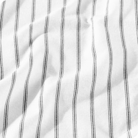 Bare Home Flannel Sheet Set Prints, 100% Cotton, Velvety Soft Heavyweight - Double Brushed Flannel for Extra Softness & Comfort - Deep Pocket - Bed Sheets (King, Ticking Stripe - White/Grey)
