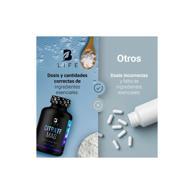 Citrato Magnesio 120 Cápsulas Magnesium Citrate Life Sabor