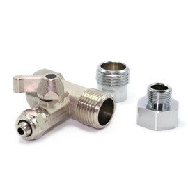 Weisswasser 1/2" and 3/8" Brass Tee Feed Water Adapter - 1/2" Comp with 3/8" Converter Fitting and 3/8 inch OD Compression Angle Stop Valve Adapter for RO Filter, Refrigerator, Ice Maker