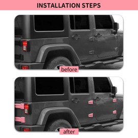 Hoolcar Door Hinge Engine Hood Hinge Tailgate Hinge Cover Trim ABS Exterior Kit Accessories Compatible with 2007-2017 Jeep Wrangler JK JKU, Pink, 12PCs