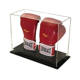 Clear Acrylic Boxing Glove Display Case, UV Protection, Black Base, Table Top