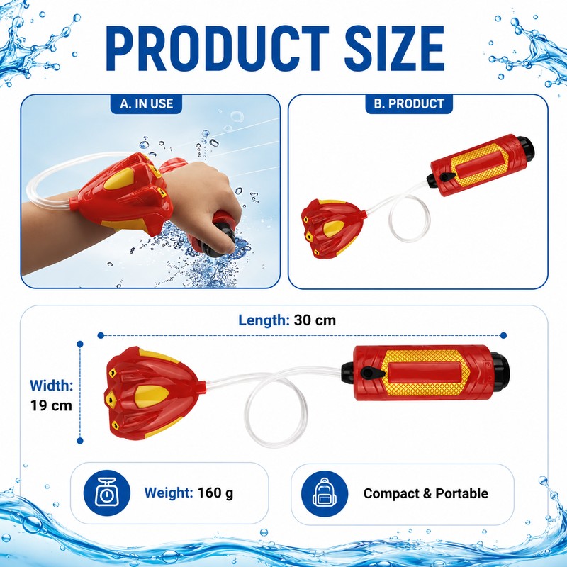Kids Wrist-Mounted Water Blaster Toy – Wearable ABS Water Sprayer