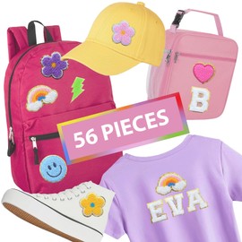 56 Pieces - Chenille Letter Patches for Clothes | Self Adhesive | Preppy Stickers - Varsity - Backpack - Hat - Vest | Girls and Boys (Multicolor - 2.17 inch)