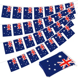 32.8 ft Australia Flag Banner, 30 Pcs Mini Australian Country String Flags, Blue Red White AU Bunting for Australian National Day, Festivals, Parades, Home, Garden, Indoor, Outdoor Decorations