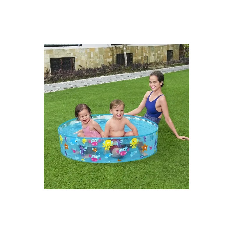 Alberca Circular Infantil Animales Marinos 122 Cm Color Azul