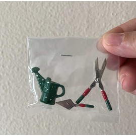 Miniature Garden Tools Set with Watering Can and Scissors, 1:12 Scale Dollhouse Accessories, 1 Inch Height