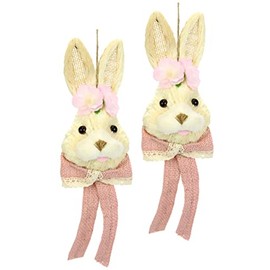 Raffia Rabbit Head Decorative Figure Rabbit Easter Bunny Spring Decoration Easter Decoration Rabbit Figure Door Decoration Easter Wreath Wall Decoration Easter Figure Spring Decoration Decorative Rabbit Sculpture Basthase Rabbit Couple