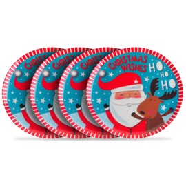 BWG Christmas Santa Reindeer 4 Piece Melamine Plastic Snack Side Plate