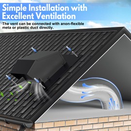 Athradies 6 Inch Roof Vent Cap, Removable Roof Exhaust Vent with Damper for Ventilation System, Durable Stainless Steel Vent Cover for Houses Kitchen Bathroom, Rainproof and Snowproof, Black