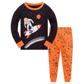 Colobe Boys Pyjamas Astronaut Shark Square Long Sleeve Two Piece Pyjamas Kids Cotton Pyjamas Set Winter Christmas Sleepwear Size 1-12 Years, 02 Astronaut