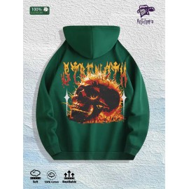 Antihero Flaming Skull Graphic Hoodie 100% Cotton US Warehouse 7 ColorsColor: Army Green, Size: L