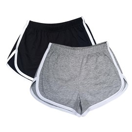 WEBGGER 2 Pack Women's Cotton Yoga Dance Short Pants Sport Shorts Summer Athletic Cycling Hiking Sports Shorts (S, Black,Grey)