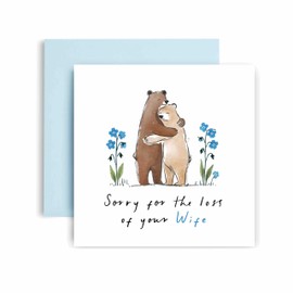 Huxters Sympathy Card for Wife Condolences Thinking of You Losing Your Wife Sending Hugging Bears Never Forgotten - 14.8cm (Wife)