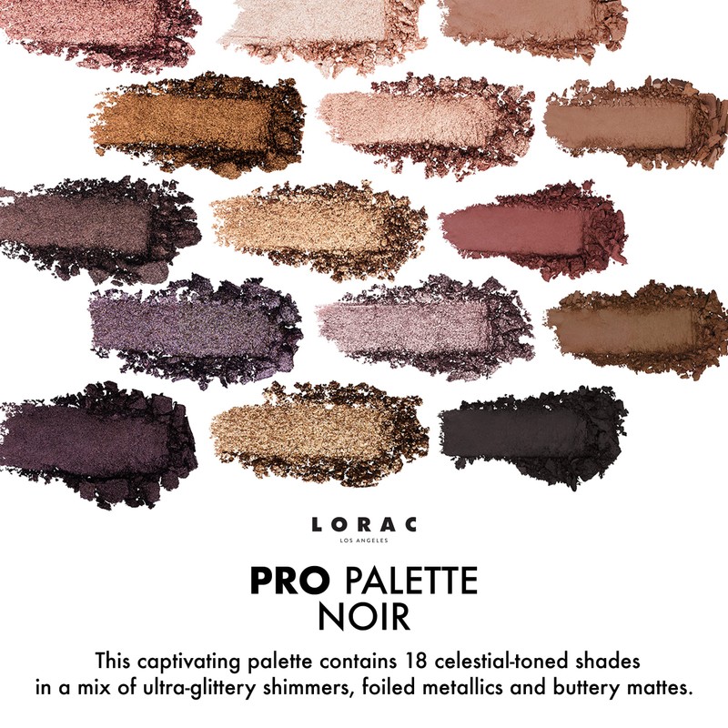 LORAC PRO Matte & Shimmer Eyeshadow Palette, Noir | Glitter
