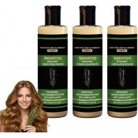 Champú de queratina hidrolizada con romero, champú de romero para el crecimiento del cabello, productos para el crecimiento del cabello debilitado para, champús voluminizadores y fortalecedores (3PCS)