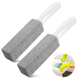 2 Pack Toilet Cleaner Hard Water Build up Remover with Ergonomic Handle, Toilet Bowl Stain Ring Remover, Pumice Stone Toilet Cleaner Tool Stain Remover for Toilet, Pool, Bathroom, Sink